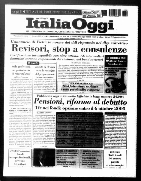 Italia oggi : quotidiano di economia finanza e politica